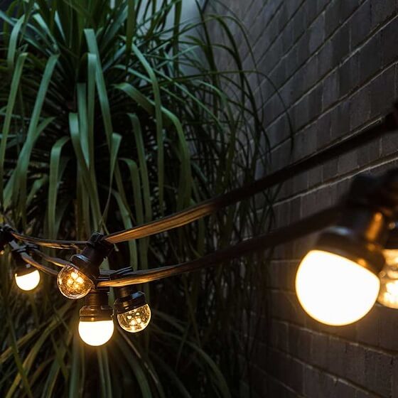 Festoon Lights in courtyard