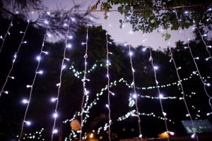 wall fairy light glistening in the evening