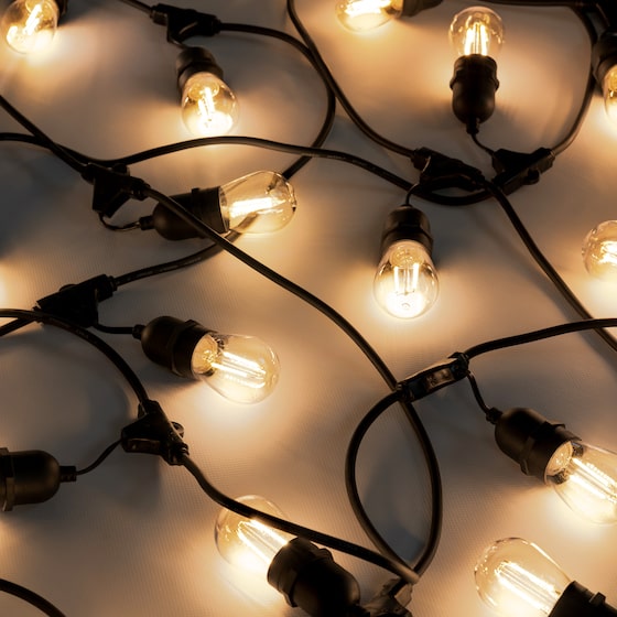 Waterproof festoon lights with black cable